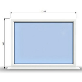 1245mm (W) x 945mm (H) PVCu StormProof Window - 1 Non Opening Window - Toughened Safety Glass - White