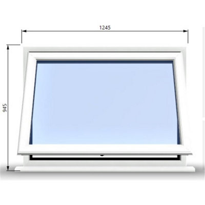 1245mm (W) x 945mm (H) PVCu StormProof Window - 1 Opening Window- 70mm Cill - Chrome Handles - Toughened Safety Glass - White