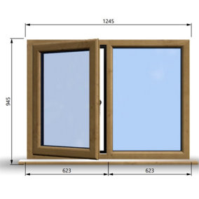 1245mm (W) x 945mm (H) Wooden Stormproof Window - 1/2 Left Opening Window - Toughened Safety Glass