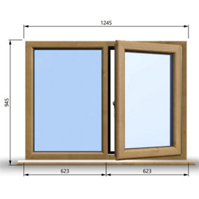 1245mm (W) x 945mm (H) Wooden Stormproof Window - 1/2 Right Opening Window - Toughened Safety Glass