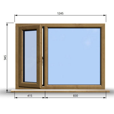 1245mm (W) x 945mm (H) Wooden Stormproof Window - 1/3 Left Opening Window - Toughened Safety Glass