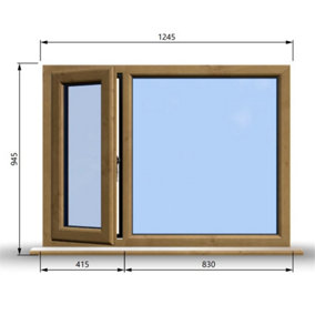 1245mm (W) x 945mm (H) Wooden Stormproof Window - 1/3 Left Opening Window - Toughened Safety Glass
