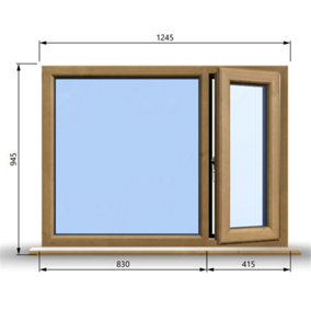 1245mm (W) x 945mm (H) Wooden Stormproof Window - 1/3 Right Opening Window - Toughened Safety Glass