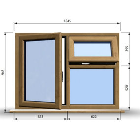 1245mm (W) x 945mm (H) Wooden Stormproof Window - 1 Opening Window (LEFT) - Top Opening Window (RIGHT) - Toughened Safety Glass