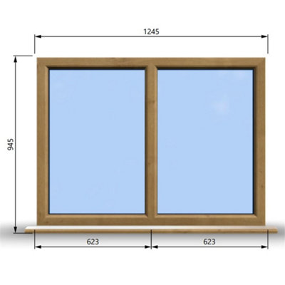 1245mm (W) x 945mm (H) Wooden Stormproof Window - 2 Non-Opening Windows ...