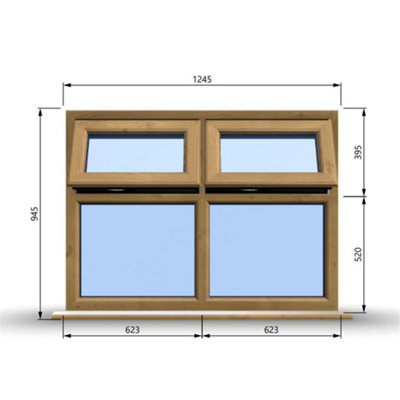 1245mm (W) x 945mm (H) Wooden Stormproof Window - 2 Top Opening Windows ...