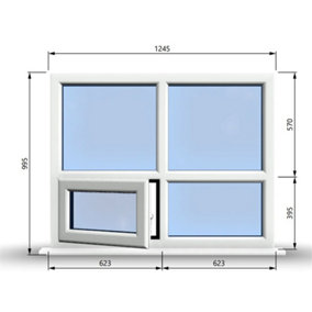 1245mm (W) x 995mm (H) PVCu StormProof Casement Window - 1 Bottom Opening (Left) -  White Internal & External