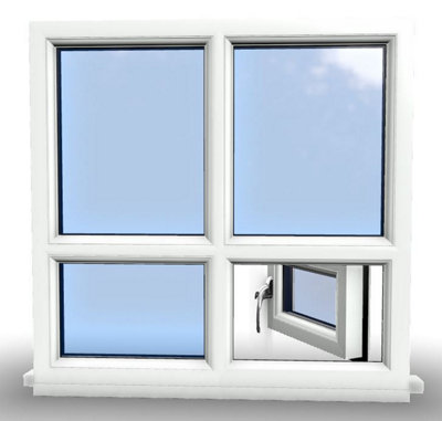 1245mm (W) x 995mm (H) PVCu StormProof Casement Window - 1 Bottom Opening (Left) -  White Internal & External - 8