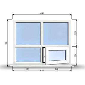 1245mm (W) x 995mm (H) PVCu StormProof Casement Window - 1 Bottom Opening (Right)  - White Internal & External