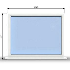 1245mm (W) x 995mm (H) PVCu StormProof Window - 1 Non Opening Window - Toughened Safety Glass - White