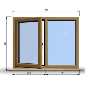 1245mm (W) x 995mm (H) Wooden Stormproof Window - 1/2 Left Opening Window - Toughened Safety Glass