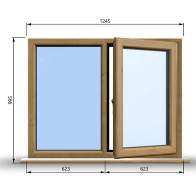 1245mm (W) x 995mm (H) Wooden Stormproof Window - 1/2 Right Opening Window - Toughened Safety Glass