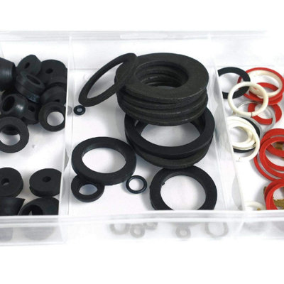 125 x Leaking Tap Reseater Washers, Rubber Nylon Fibre Gasket O Rings ...