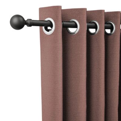 1250mm To 2160mm Matt Black Extendable Klickfit Curtain Pole Kit Orb