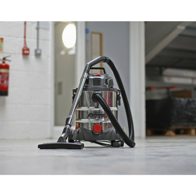 1250W Industrial Wet & Dry Vacuum Cleaner - 20L Stainless Steel Drum - 230V - 3