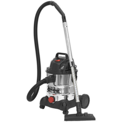 1250W Industrial Wet & Dry Vacuum Cleaner - 20L Stainless Steel Drum - 230V - 4