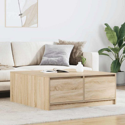 Berkfield Coffee Table With Drawers Sonoma Oak 100X100X40 Cm