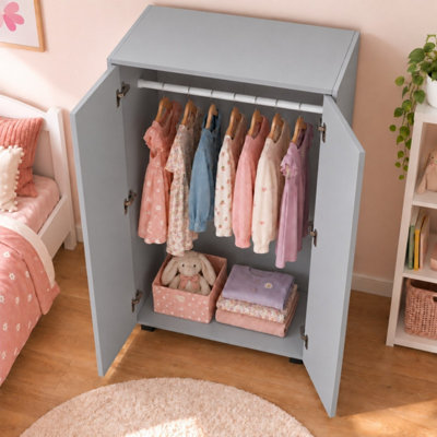 125cm 2 Door Wardrobe Hanging Rail Lower Shelf Particleboard Bedroom ...