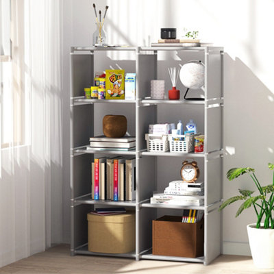 125cm H Open-Style Storage Shelf Freestanding Bookcase in Silver Grey ...