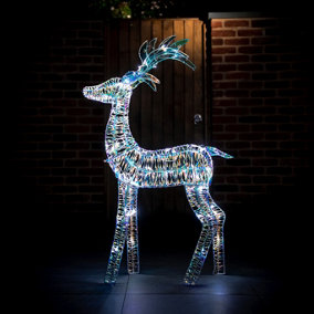 125cm Iridescent Reindeer With 80 White LED Lights (Suitable for indoor or outdoor use, mains powered)