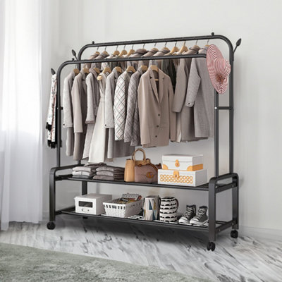125cm W x 52cm D x 162cm H Multifunctional Movable Fashion Clothes Rack ...