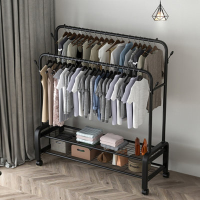 125cm W x 52cm D x 162cm H Multifunctional Movable Fashion Clothes Rack ...