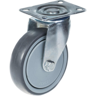125mm 5" castor grey rubber tyre swivel strong 130kg capacity