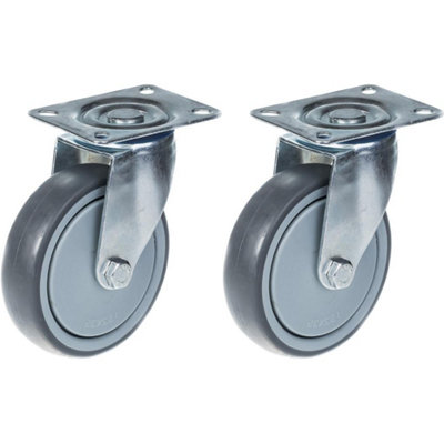 125mm 5" castor grey rubber tyre swivel strong 260kg capacity, set of 2