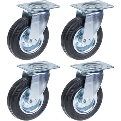 125mm 5" castor rubber tyre, swivel, strong 480kg capacity, set of 4