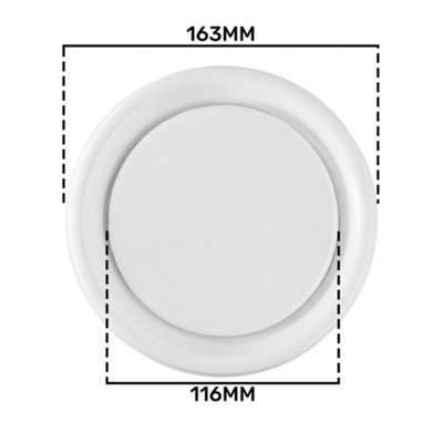 125mm ABS White Ceiling Extractor Valve Round 125mm Diameter Ceiling ...