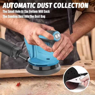 125mm Cordless Randoom Orbital Sander 12 Sanding Sheets and Dust Bag ...