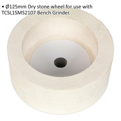 125mm Dry Stone Wheel - Suitable for ys08980 Wet & Dry Bench Grinder - 2850 RPM