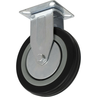 125mm Fixed Plate Castor Wheel - Heavy Duty Rubber and Steel Design for Optimal Performance