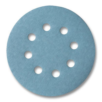 125mm P120 Ceramic abrasive 8 hole Hook & loop backed discs. Price per 50 discs.