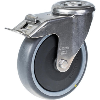 125mm stainless steel swivel/brake castor with grey electrically ...