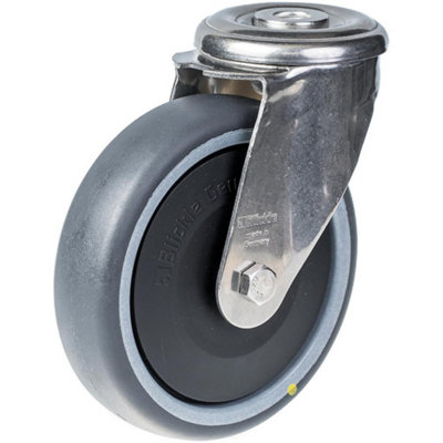125mm stainless steel swivel castor with grey electrically conductive thermoplas
