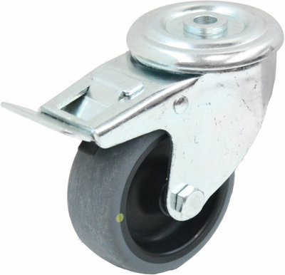 125mm swivel/brake castor with grey electrically conductive thermoplastic rubber