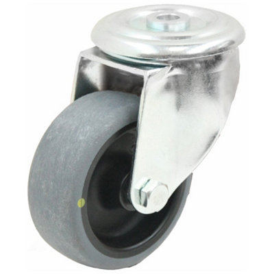 125mm swivel castor with grey electrically conductive thermoplastic rubber on po