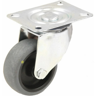 125mm swivel castor with grey electrically conductive thermoplastic rubber on po