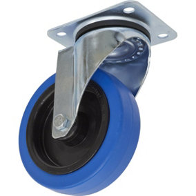 125mm Swivel Plate Castor Wheel - 40mm Tread - Non-Marking Polymer & Elastic