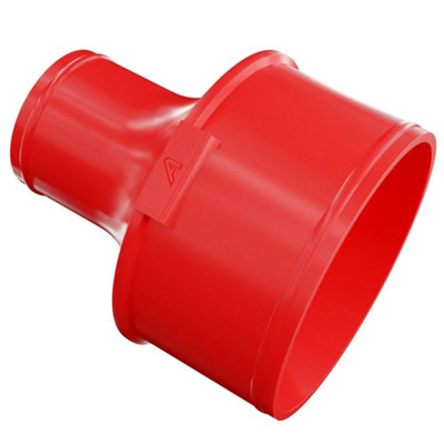125mm to 65mm, Red - Reducing Male Connector for Polyurethane Ducting, Dust Extraction Hose, Air Hose Connector
