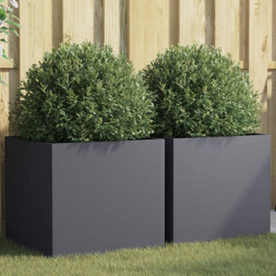 B&Q -  Planters 2 Pcs Anthracite 49X47X46 Cm Steel