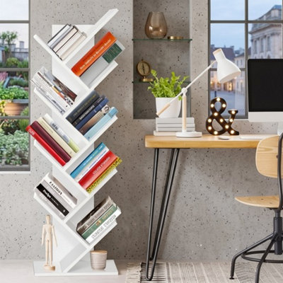  - Tree Bookshelf Tall 9 Tier Floor Standing Bookcase Shelving Unit