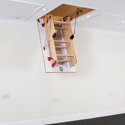 1280mm x 700mm Grand Wooden Loft Ladder - 8