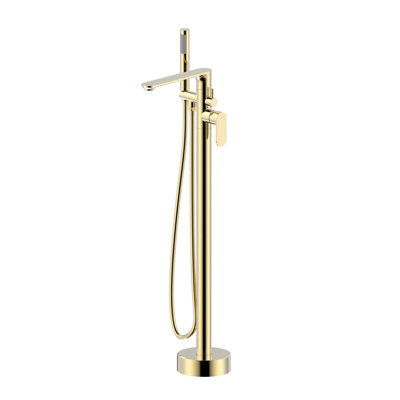 Nes Home Brushed Brass Freestanding Bath Shower Mixer Tap With Handheld Kit from B&Q