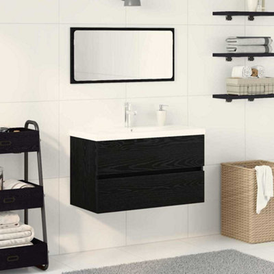 Berkfield Black Oak Bathroom Furniture Set