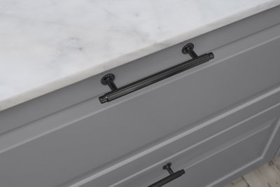 128mm Black Nickel Reeded Cabinet Handle Cupboard Door Drawer Pull