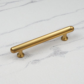 128mm Brushed Brass Gold Modern Grooved Cabinet Handle Cupboard Door Drawer Pull Wardrobe Furniture Replacement Upcycle