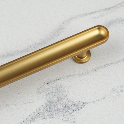 128mm Brushed Brass Gold Modern Grooved Cabinet Handle Cupboard Door Drawer Pull Wardrobe Furniture Replacement Upcycle