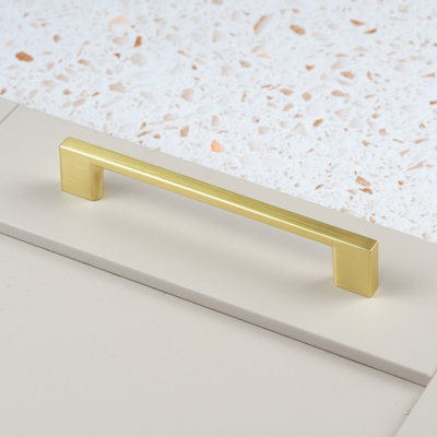 128mm Brushed Brass Square D Handle